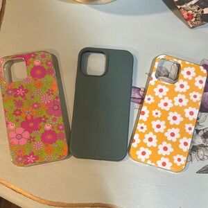 iPhone 14 Pro Max Floral and Solid Phone Case Set